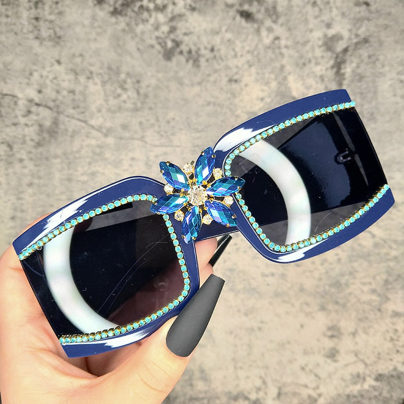 Oversized Square Gradient Diamond Vintage Sunglasses