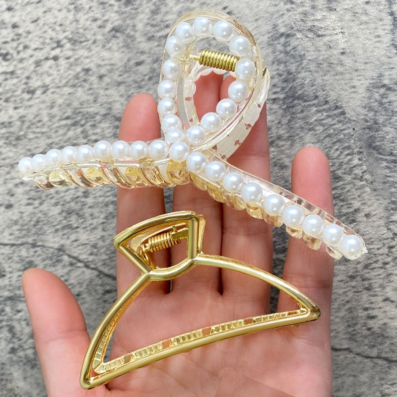 Pearl Hair Claw Set Clip for Women Gold Color Hairpins - your-beauty-matters