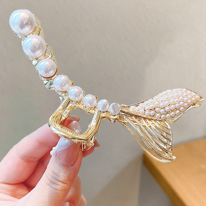 Pearl Hair Claw Set Clip for Women Gold Color Hairpins - your-beauty-matters