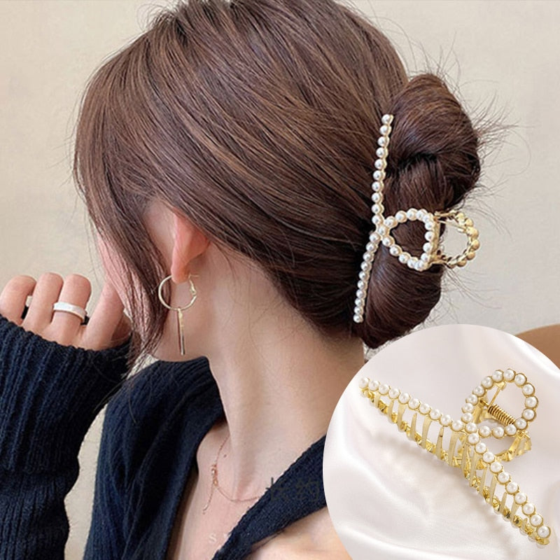 Pearl Hair Claw Set Clip for Women Gold Color Hairpins - your-beauty-matters