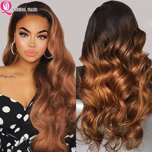 Queena Ombre Human Hair Wig Body Wave Lace Front Wig 1 - your-beauty-matters