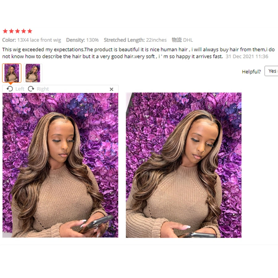 RULINDA 13X4 Lace Front Human Hair Wigs With Baby Hair Highlight Ombre Color - your-beauty-matters