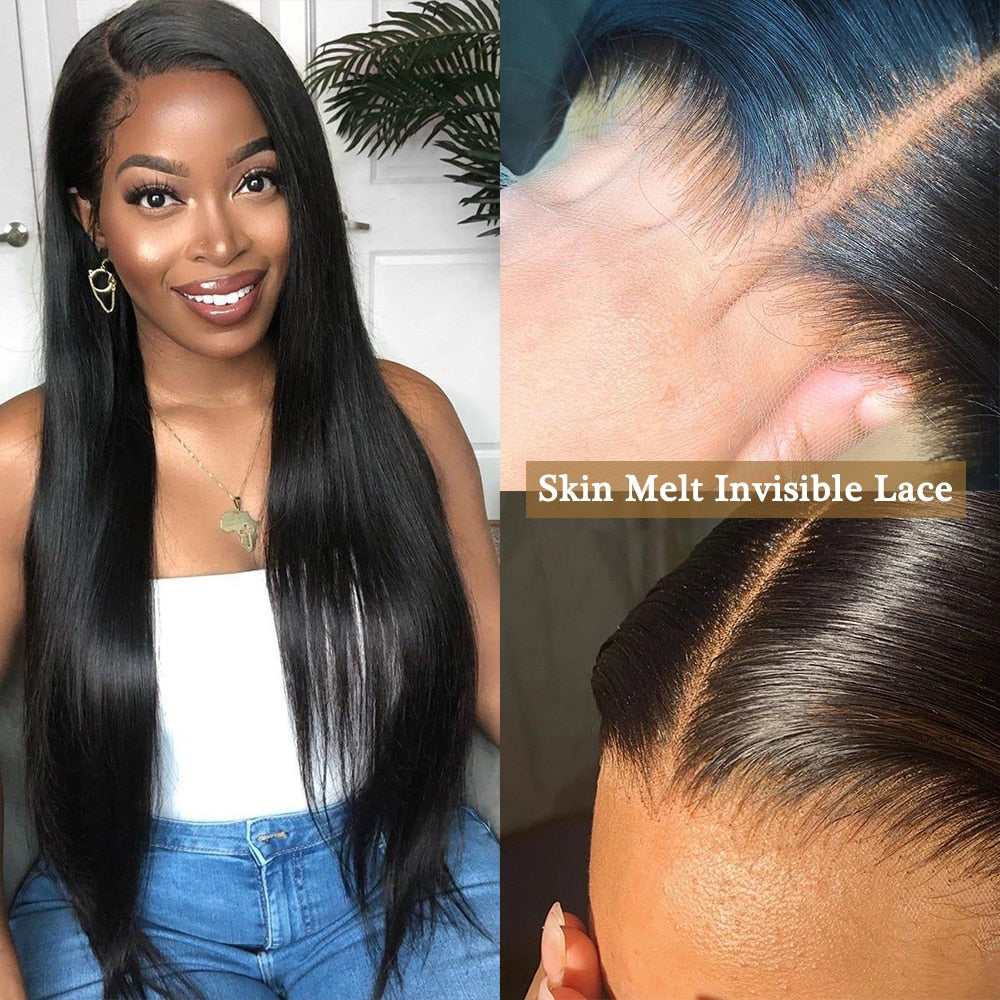 360 Full Lace Wig Human Hair Pre Plucked 13x4 Bone Straight Lace Front - your-beauty-matters