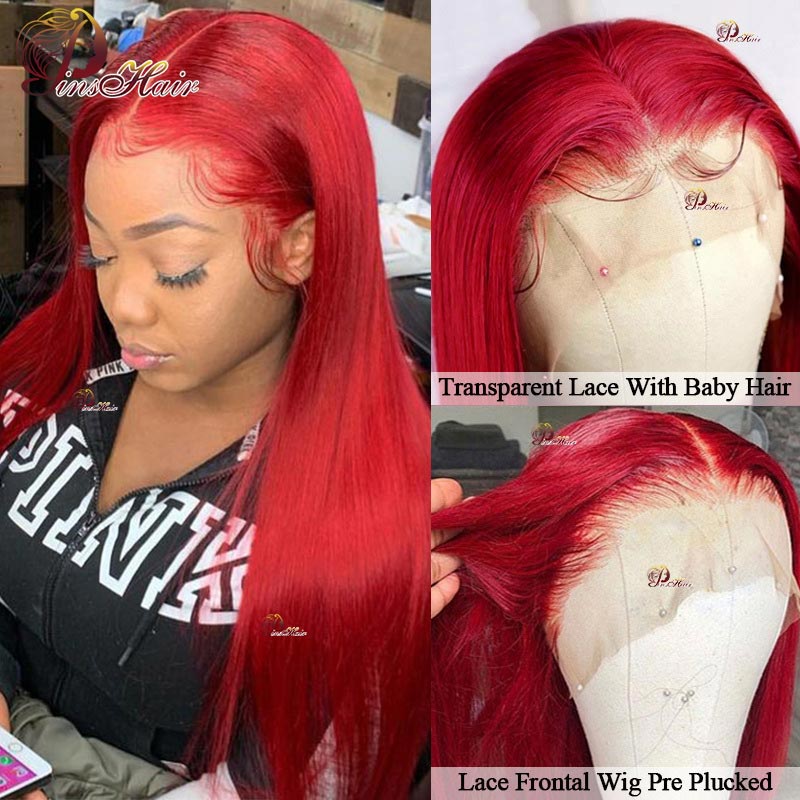Pinshair Hot Red Straight 13x4/13x1 Lace Front Wig Brazilian - your-beauty-matters