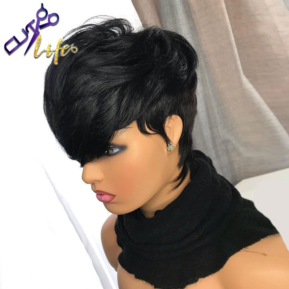 Short Cut Pixie Cut Wigs Wave Wavy Hair Peruvian Remy Human Hair Wig - your-beauty-matters
