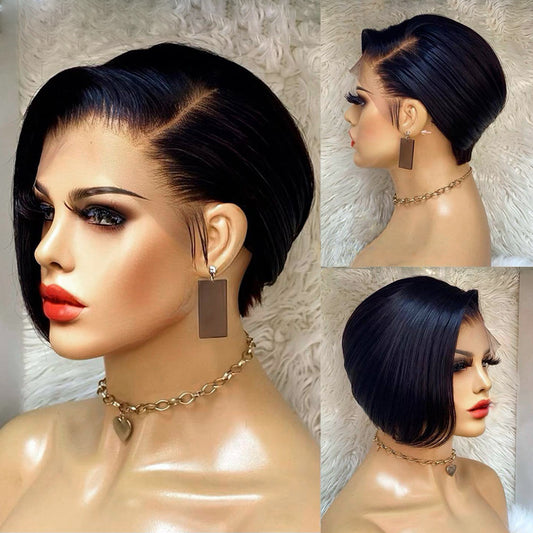 Short Straight Bob Wig Human Hair Wigs Transparent Lace Wig - your-beauty-matters