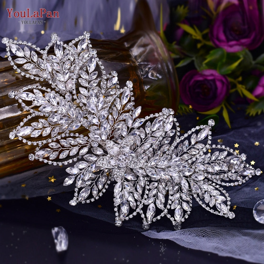 Topqueen Hp413 Flower Bridal Headband/Tiara with Rhinestones Wedding Tiara