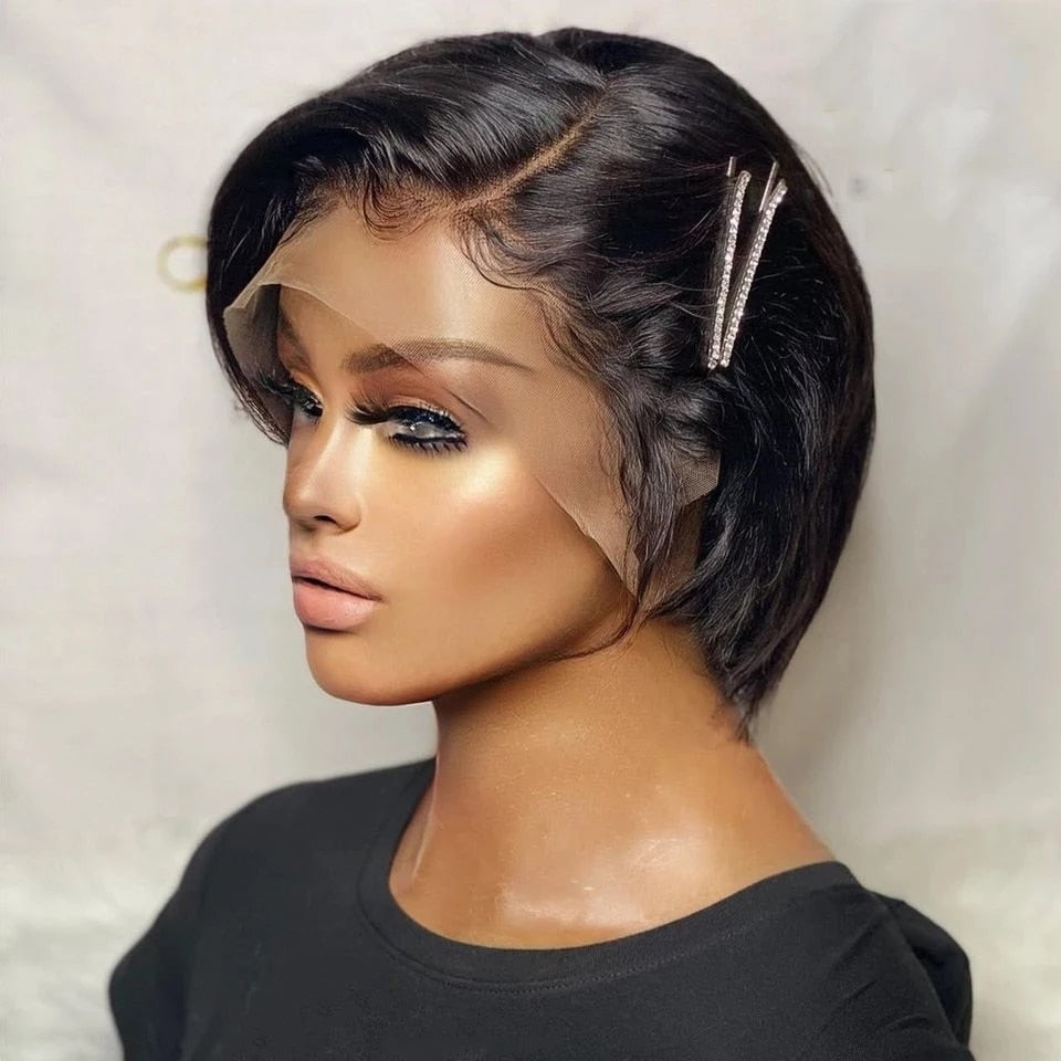 RosaBeauty Human Hair Wigs Short Straight Bob Lace front Wig - your-beauty-matters