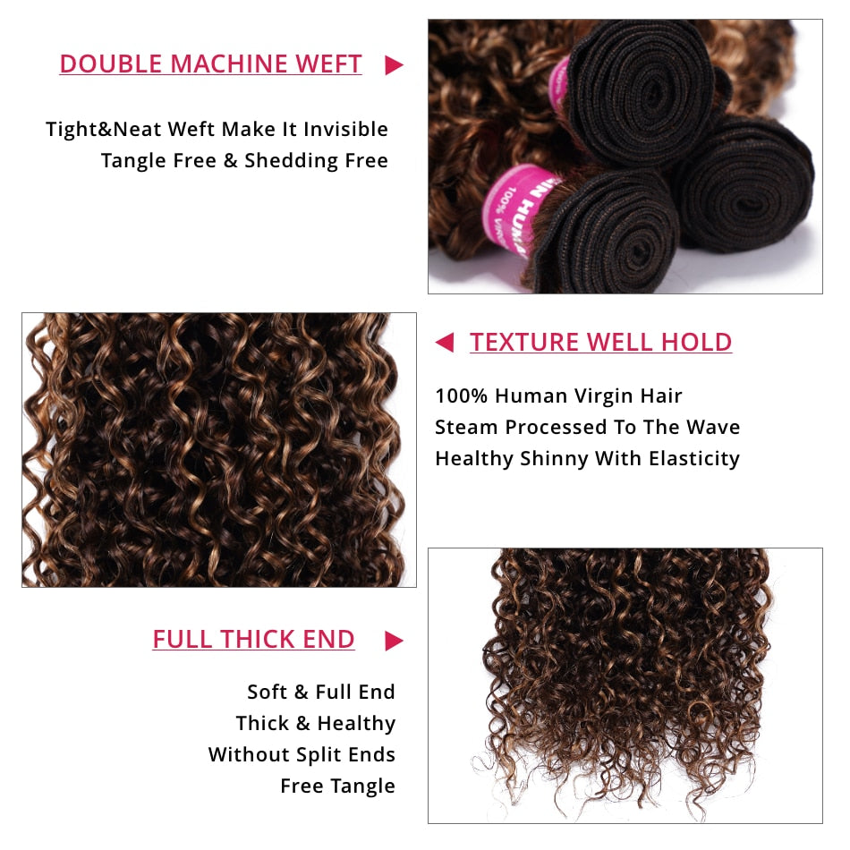 Unice Hair Curly Blonde Highlight Human Hair Bundles
