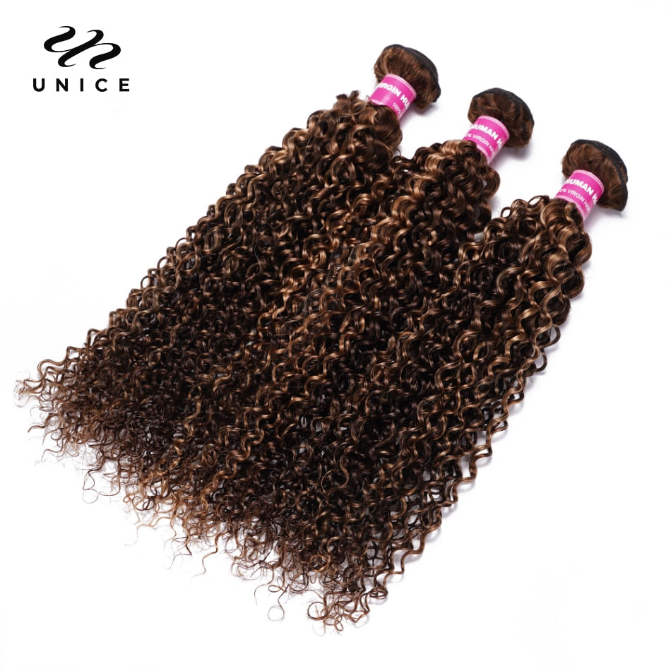Unice Hair Curly Blonde Highlight Human Hair Bundles