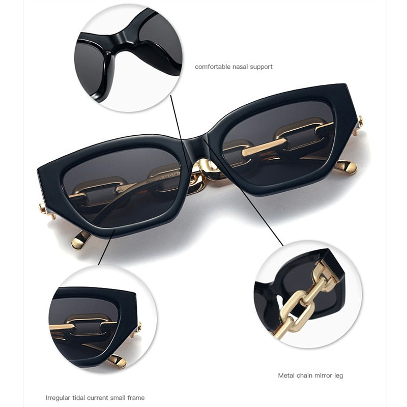 Vintage Cat Eye with Small Gold Metal Chain