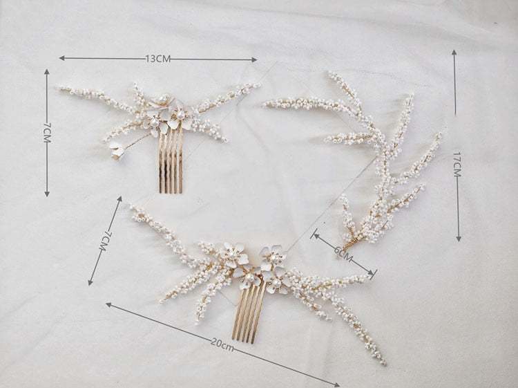 Gold Color Hairpins White Flower Bridal Jewelry - Hair Jewelry