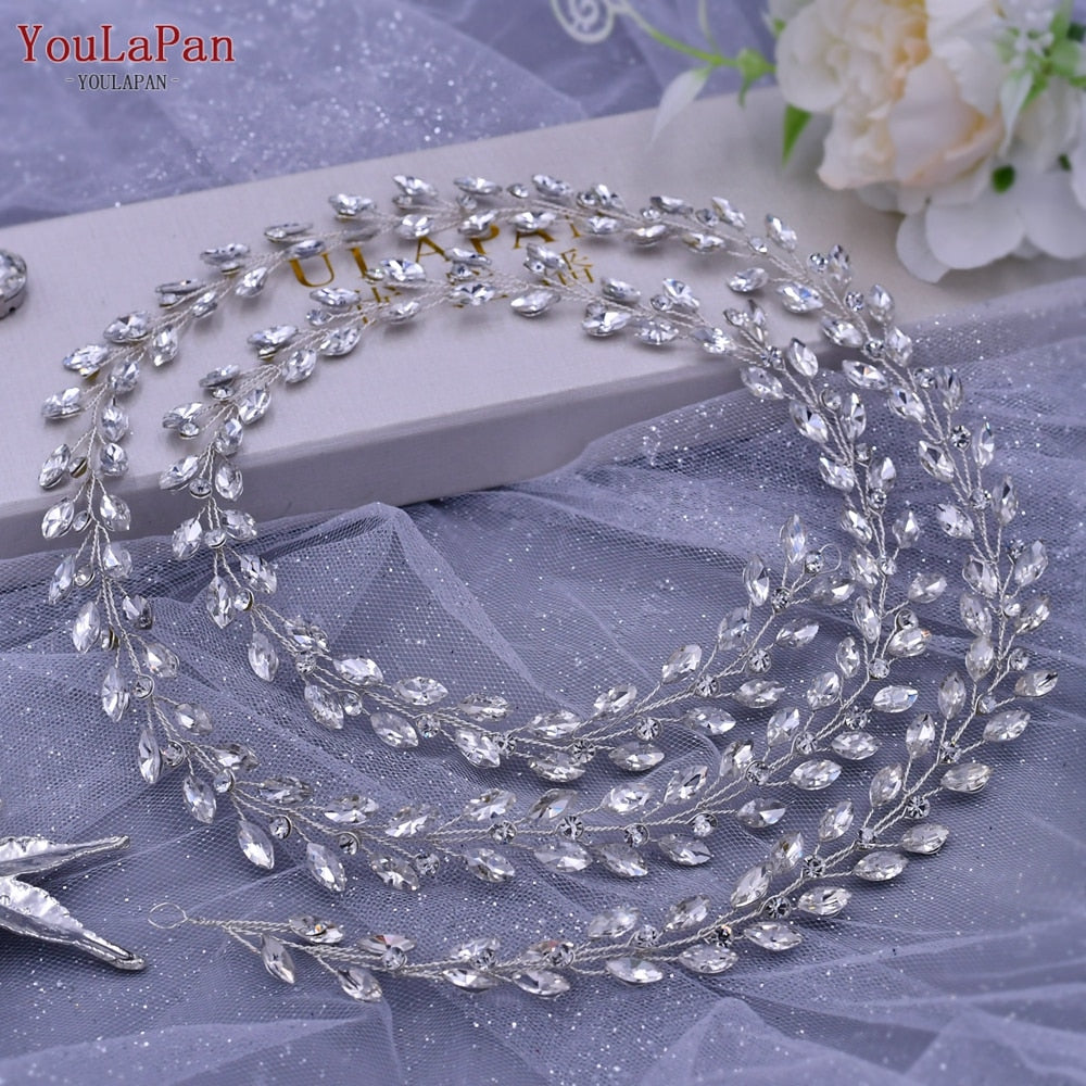 Youlapan Hp394 Crystal and Rhinestone Bohemian Bridal Hair Accessories