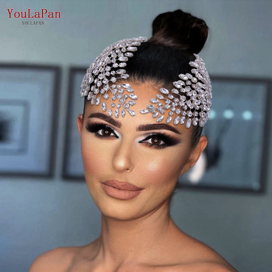 YouLaPan HP441 Shiny Crystal Headband Flower Wedding Rhinestone Headdress