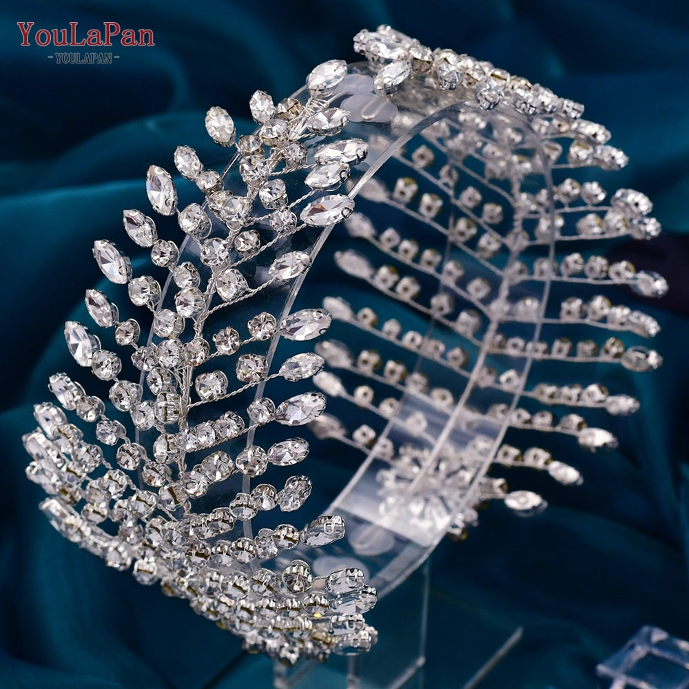 YouLaPan HP441 Shiny Crystal Headband Flower Wedding Rhinestone Headdress