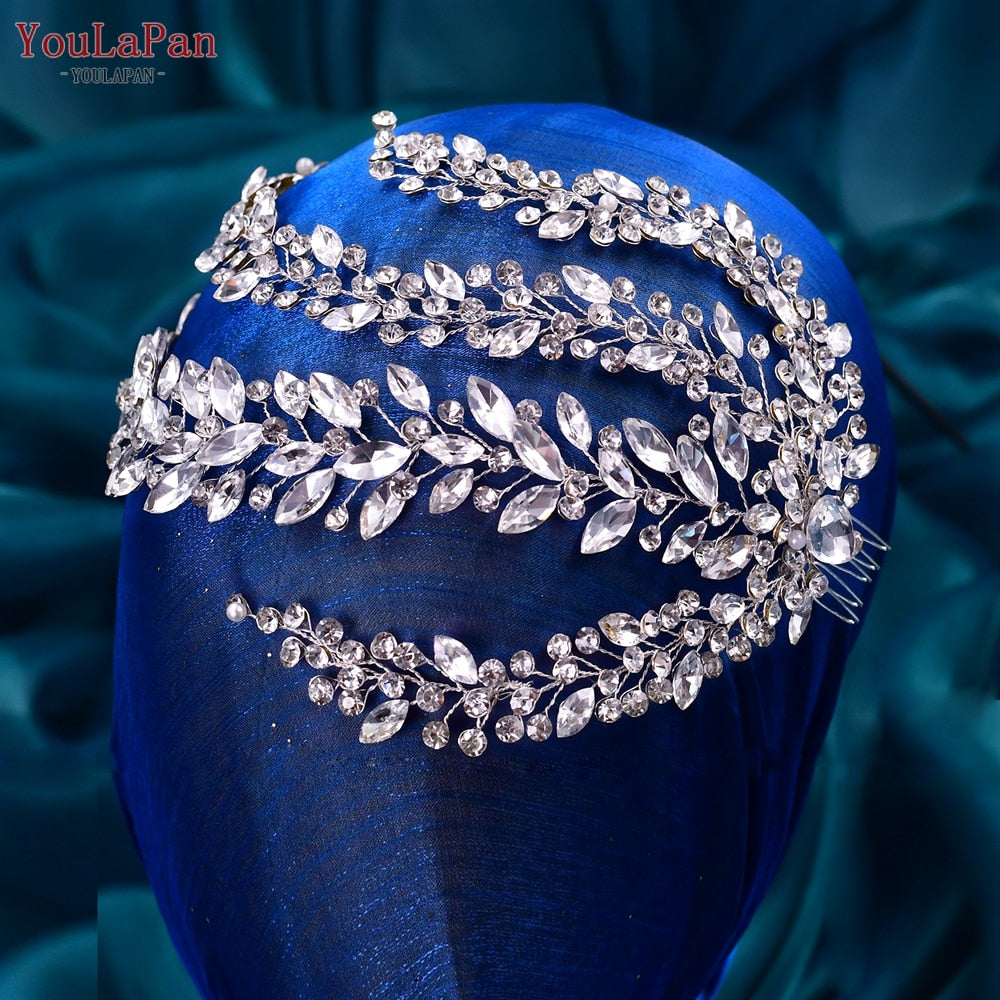 YouLaPan HP458 Luxury Rhinestone Bridal Hair Vine with Comb