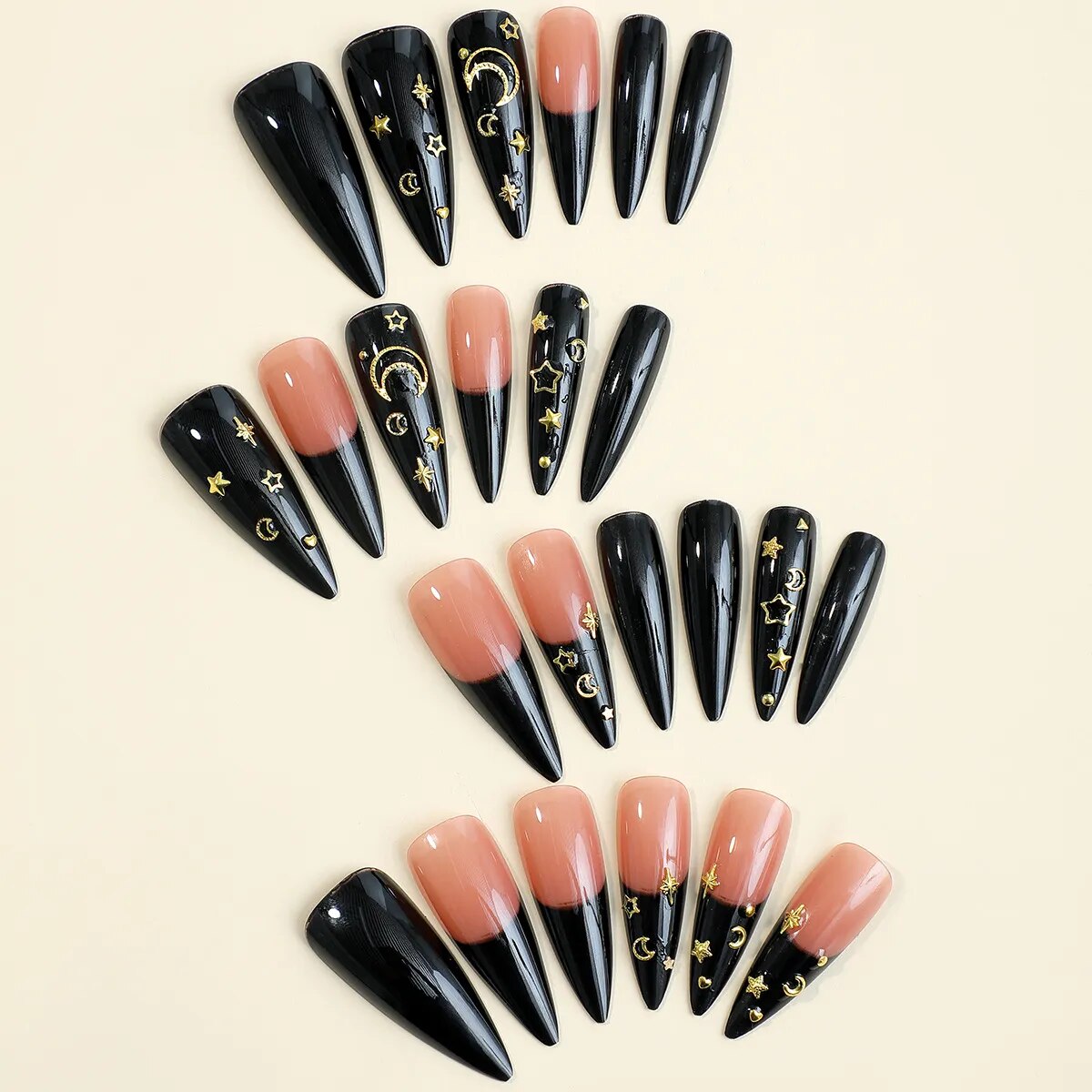 Fashion Long Pointed False French Press on Nails in 24pcs