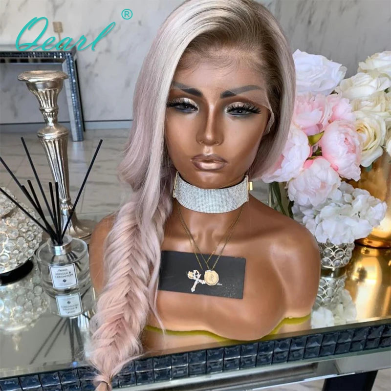 Icy Pink Full Lace Wigs Human Hair HD Lace Frontal -Qearl