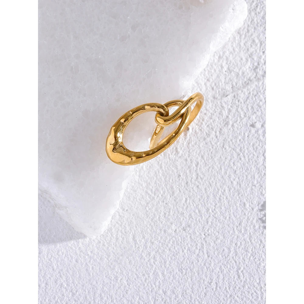 Yhpup Stylish Unique Design Stainless Steel Hollow Irregular Geometric Ring