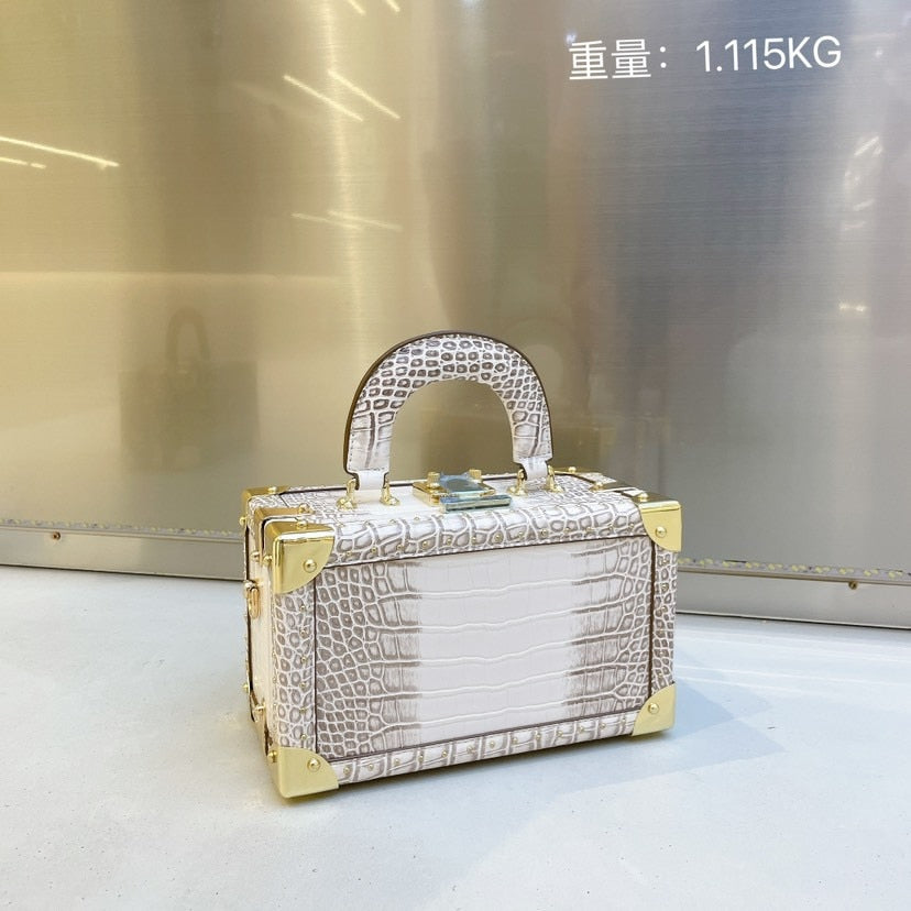 PU Leather Stone Pattern Box Purse