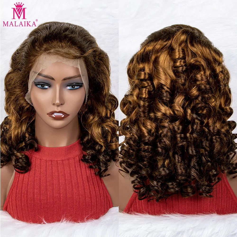 Malaika Bouncy Curly Spring FUMI 13x4 Lace Front Human Hair Wigs 250 Density