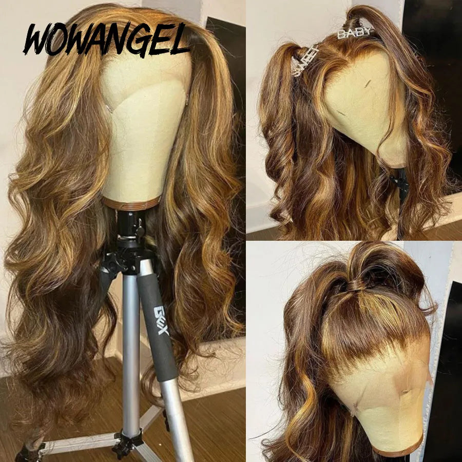 Wowangel Real HD Lace Front Human Hair Wave Closure Wig Pre Plucked