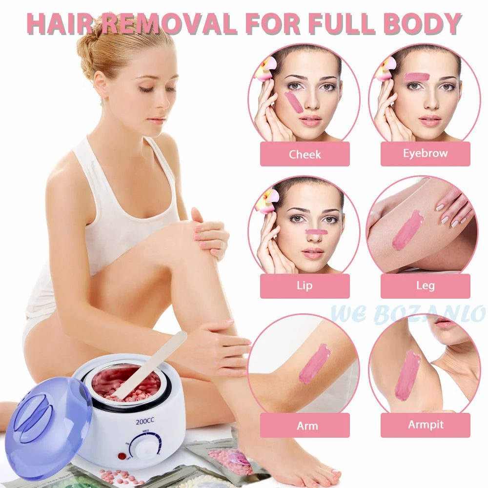 200CC Wax Heater Warmer Hair Removal Machine +Wax Beans + Wood Sticks