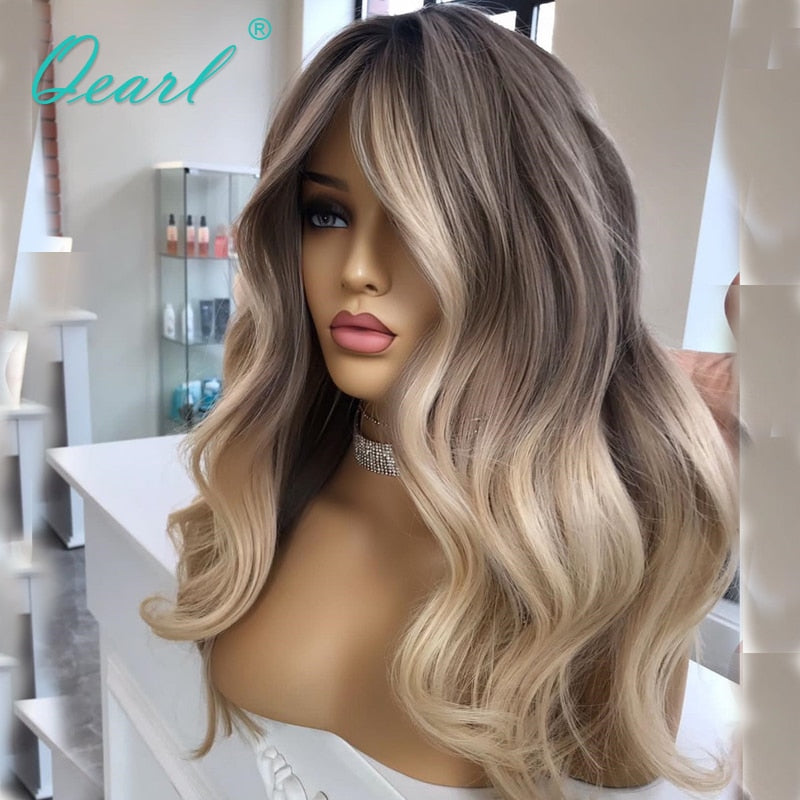Ash Brown Light Blonde Balayage Full Lace Wig Real Wigs Human Hair Lace Frontal Wigs Sale for Women Glueless Loose WAve Qearl