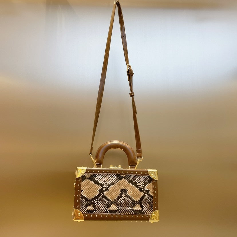 PU Leather Stone Pattern Box Purse