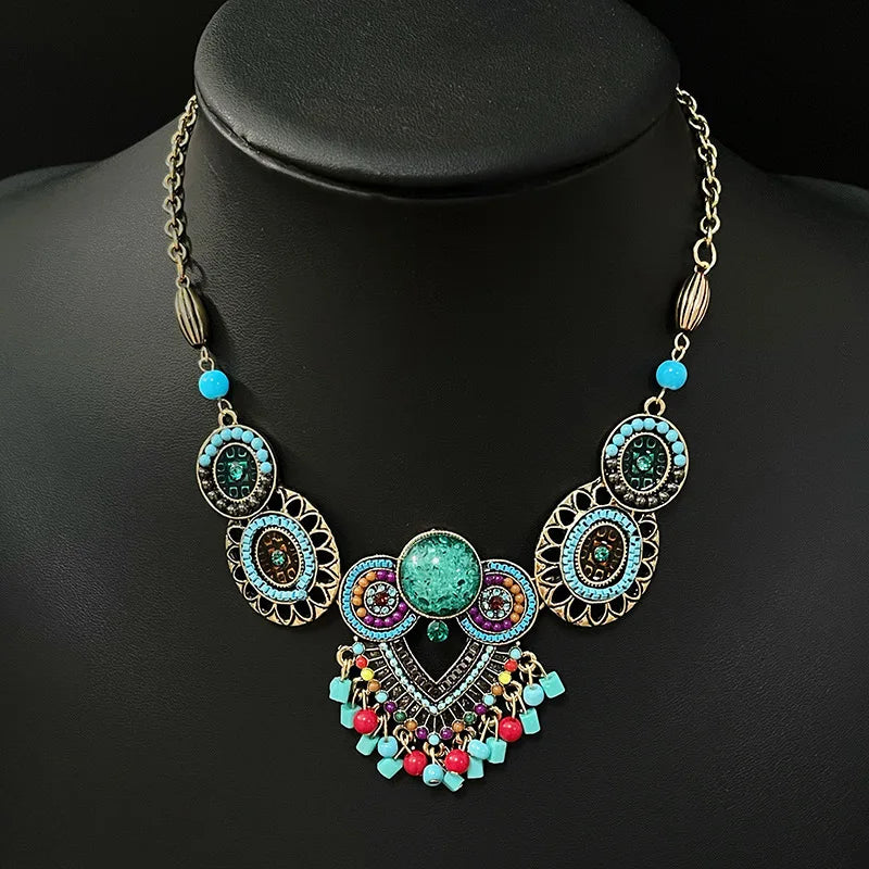 Retro Exotic Ethnic Bohemian Necklace and Earrings