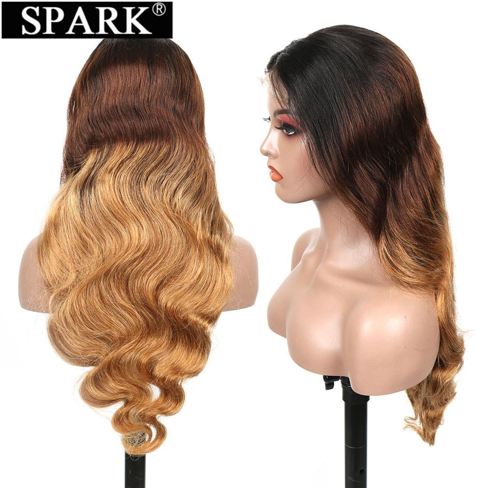 Spark 3 Ombre Brazilian Hair | Spark Brazilian Hair Full | 27 Closure Human Hair Wig - Lace Wigs