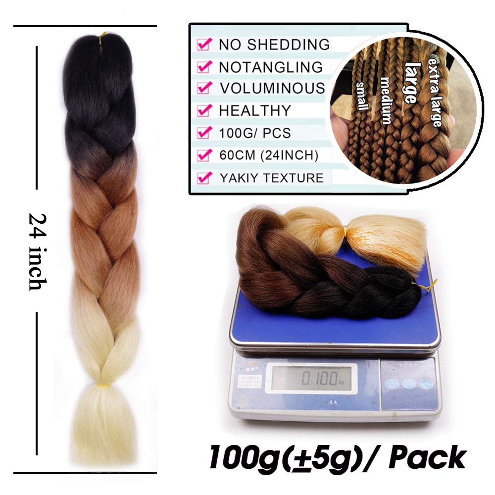 Dream Like 24 inch Ombre Color Synthetic Hair Braids Pre Stretched Wholesale Jumbo Braiding KaneKalon Hair Extensions 100g/pcs| |
