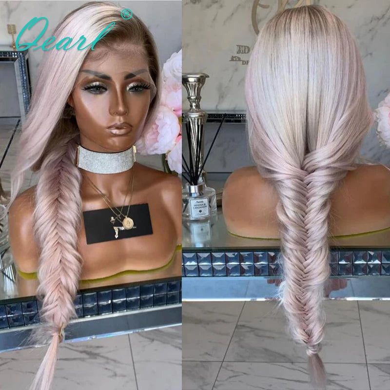 Icy Pink Full Lace Wigs Human Hair HD Lace Frontal -Qearl