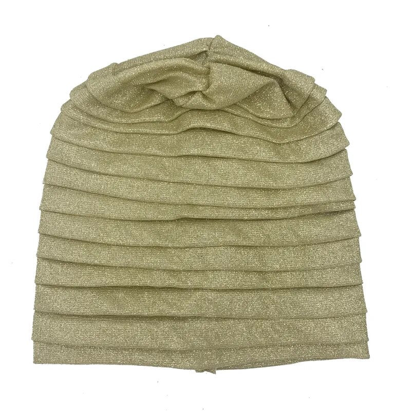 Glitter Full Body Pleated Turban Head Wraps