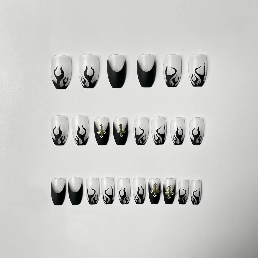 24Pcs Matte Coffin Full Cover Nail Tips Finished Nail Art