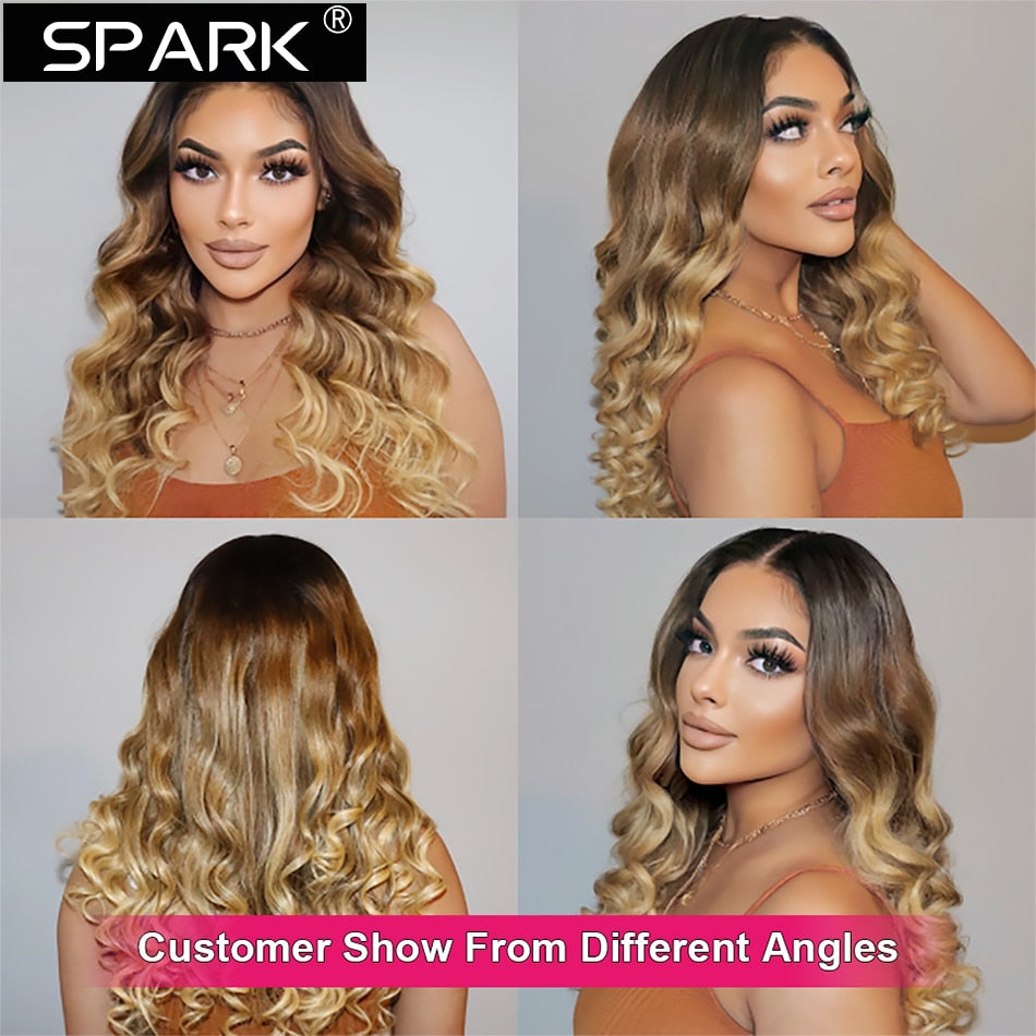 Spark 3 Ombre Brazilian Hair | Spark Brazilian Hair Full | 27 Closure Human Hair Wig - Lace Wigs