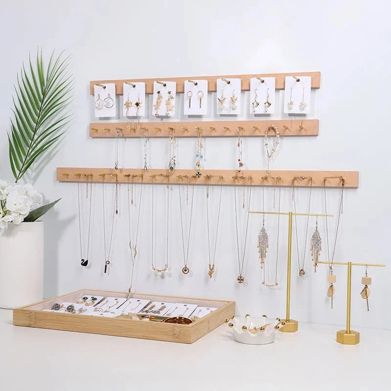 Jewelry Wall Hanging Display - Wooden Organizer