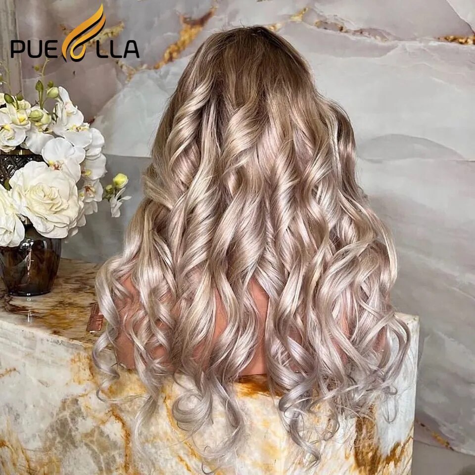Ash Blonde Loose Deep Wave Human Hair Lace Frontal Wigs