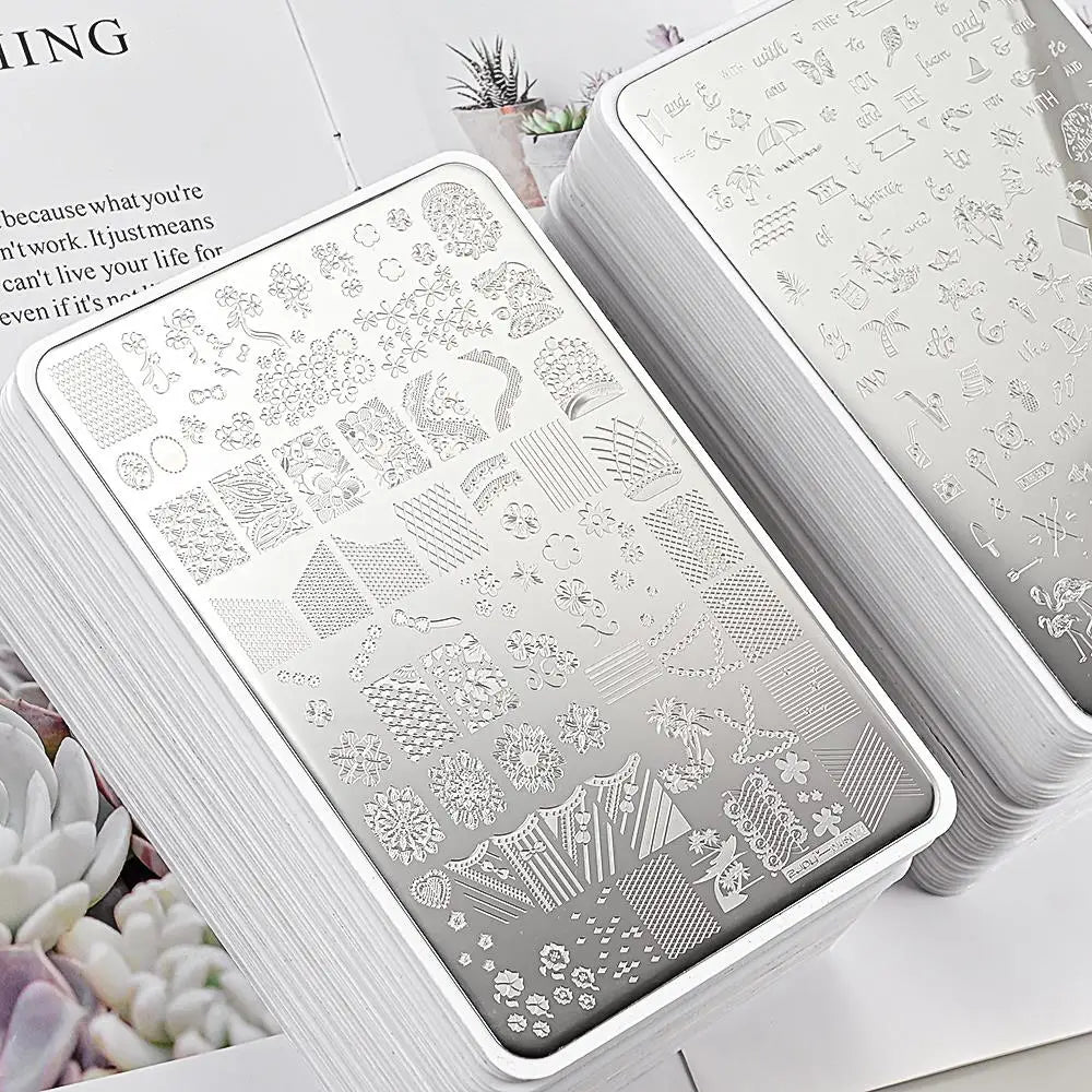French Line Flower Nail PLUS Stamping Plates Stencil Leaf Tool