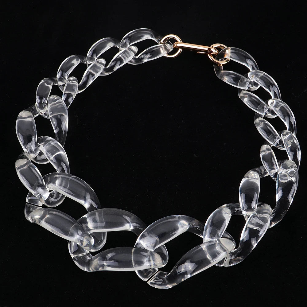 FishSheep Iridscent Color Acrylic Chunky Chain Choker