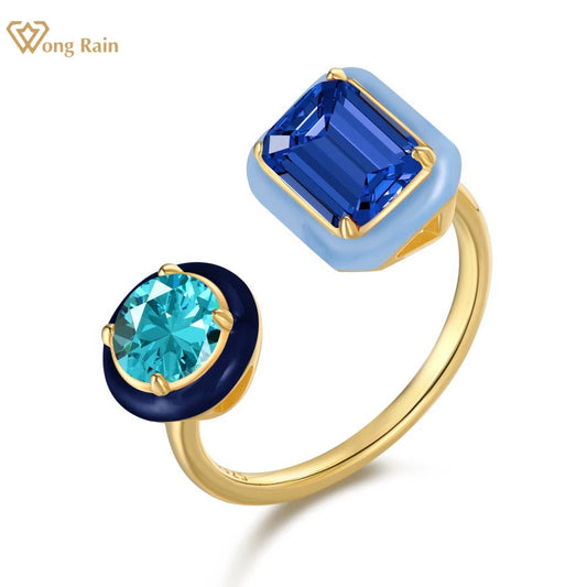Wong Rain 925 Sterling Silver High Carbon Diamond Fine Jewelry 18K Gold Plated
