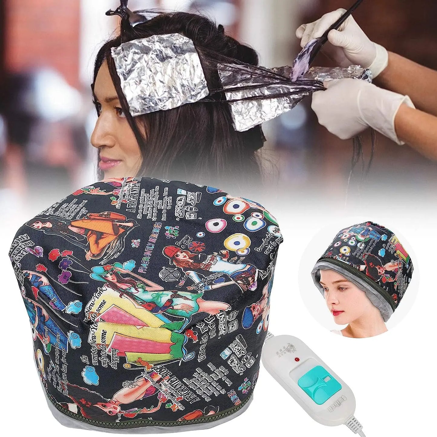 Adjustable Hair Steamer Dryers Cap PU+PVC Liner