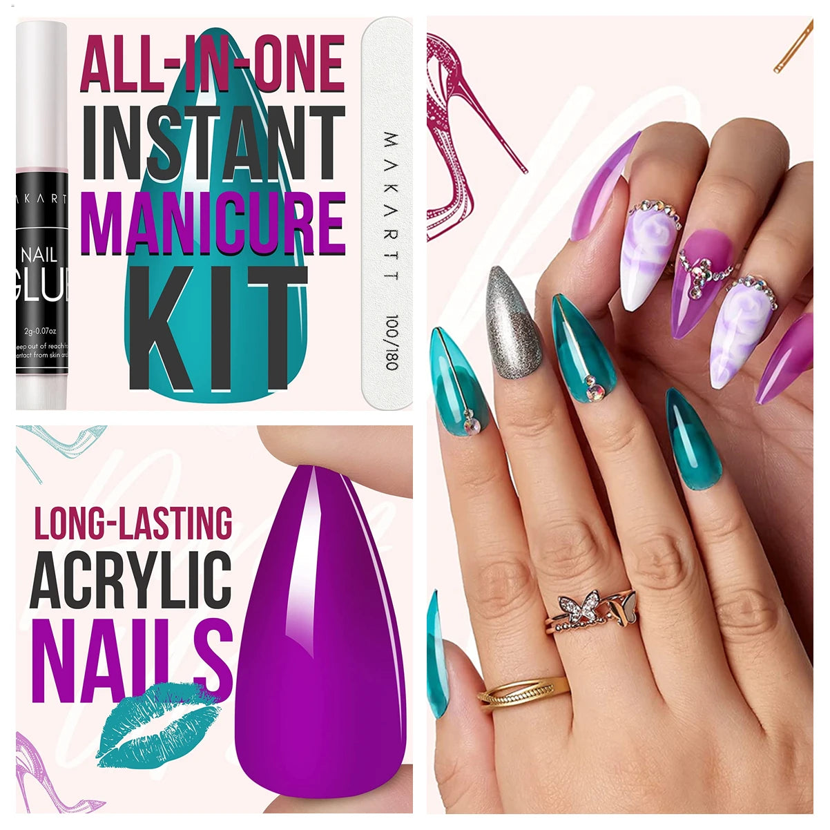 Makartt Acrylic Nail Kit, 240pcs Press On Nails