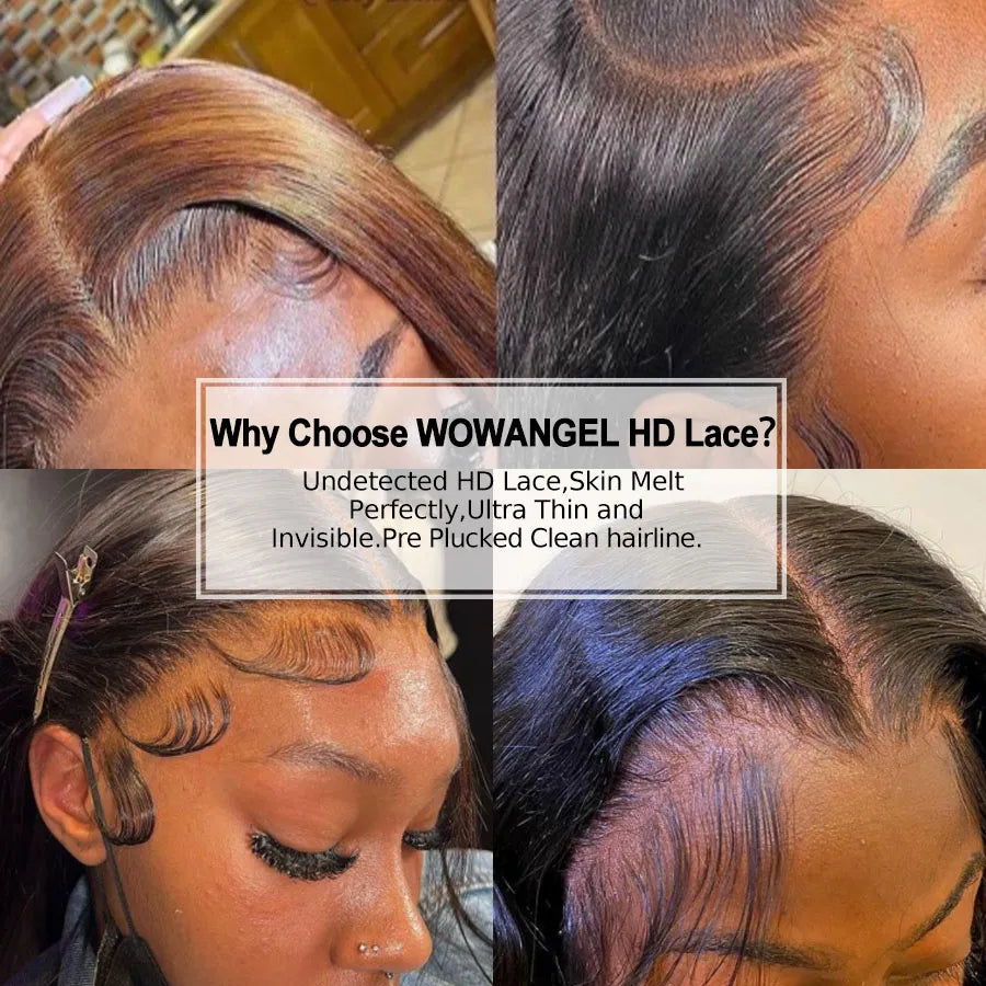 Wowangel Real HD Lace Front Human Hair Wave Closure Wig Pre Plucked