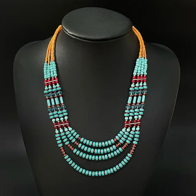 Retro Exotic Ethnic Bohemian Necklace and Earrings