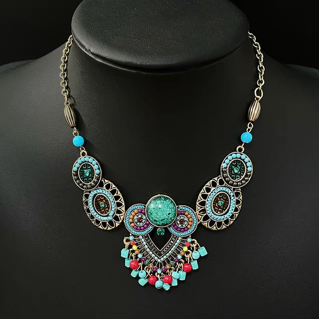Retro Exotic Ethnic Bohemian Necklace and Earrings