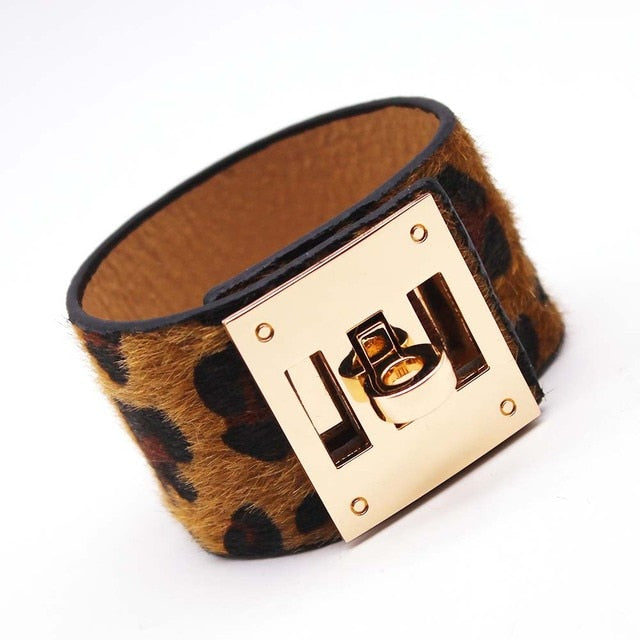 Punk Wide Leather Wristband Cuff Wrap Bracelets