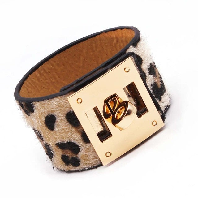 Punk Wide Leather Wristband Cuff Wrap Bracelets