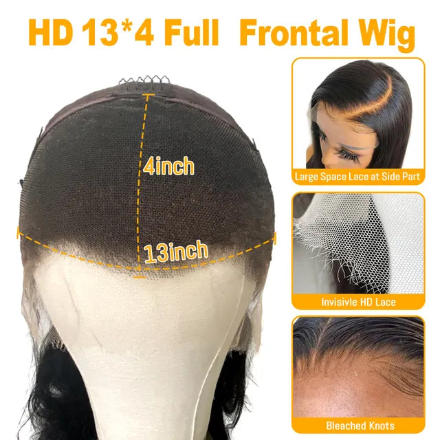 Wowangel Real HD Lace Front Human Hair Wave Closure Wig Pre Plucked