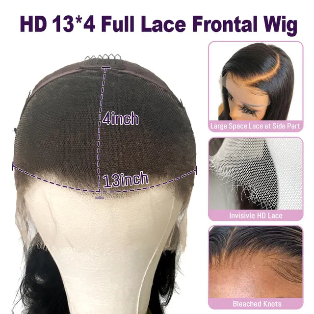 13x6 Full Frontal HD Lace Wig Ombre Blonde Straight Melt Skin Full Lace Frontal Human Hair Wig Honey Blonde HD Lace Closure Wigs